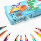 Cartoon-printed plastic compass box, ready to organize school supplies for kids.