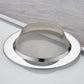 Side view of stainless steel dome-shaped drain hair catcher