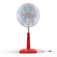 Close-up of mesh fan cover with cute cartoon print