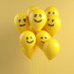 Close-up of a joyful smiley face balloon, ideal for festivals.