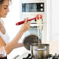Ergonomic nonslip silicone server spoon for spaghetti.