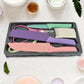 Ergonomic, colourful handles of the CookAura professional kitchen knife set.