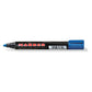 Tip of permanent blue ink marker pen showing durable tip design