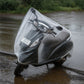 Plastic Activa cover protecting scooter from rain and dust