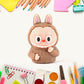 Child using cartoon pencil sharpener inside eraser for school