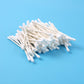 Close-up of cotton swabs highlighting paper stick stems for grooming