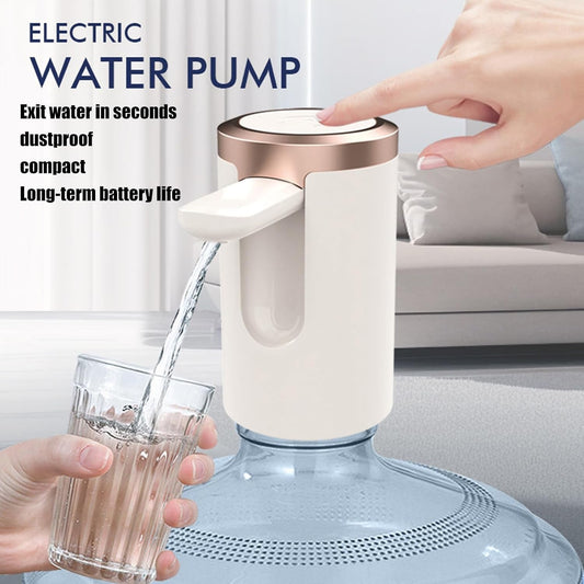 Close-up of the stainless steel spout and one-touch button on the automatic water dispenser.