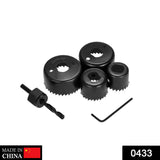 BoltForce 6-piece high carbon steel hole saw set neatly arranged in a metal case.