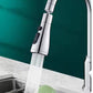 Detailed view of the brass and ABS construction of the kitchen faucet sprayer.