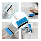 Compact and handy glass wiper shown cleaning a kitchen backsplash.