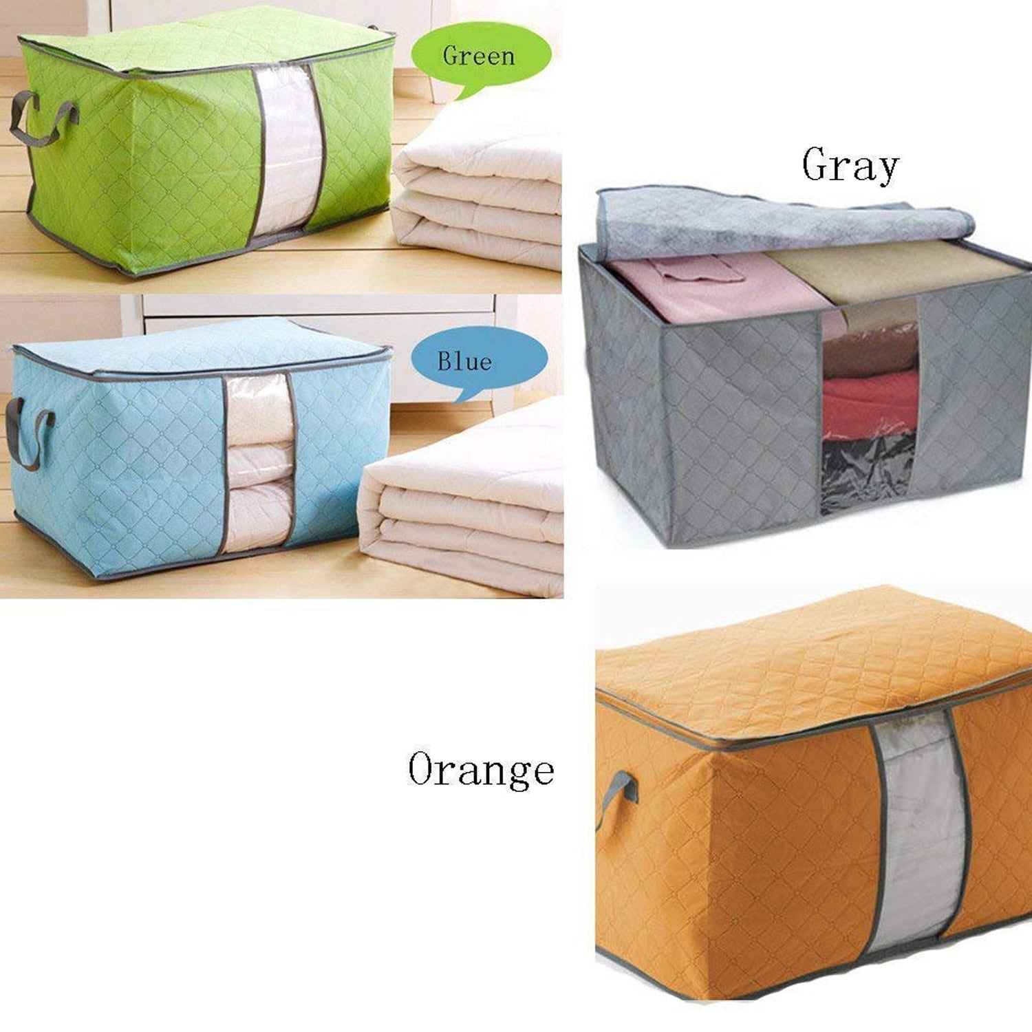 Close-up of the transparent window on the storage bag, revealing items inside.