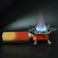 The windproof Mini Camping Stove in a natural outdoor setting, ideal for hiking and backpacking adventures.