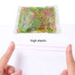 Colorful elastic bands displayed, ideal for office, home, and kitchen organization.