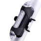 Rechargeable LED bicycle light with USB charging port for convenient power.