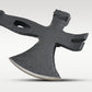 Close-up of the axe head showing integrated nail puller and hammer features.