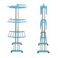 Close-up of the smooth-rolling wheels on the portable clothes drying stand.