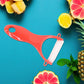 Set of marble-coated stainless steel knives with ergonomic red grips