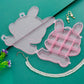 Cartoon bear plastic holder with ample space for organizing various small objects.
