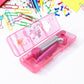 Components of kids geometry compass set including pencil holder