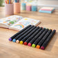 Close-up of dual tip sketch markers in vibrant colors