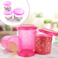 Stackable plastic storage containers with lids, demonstrating efficient space utilization.