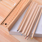 A detailed shot of the pencil sharpener included in the wooden pencil set, showing its design.