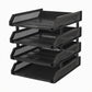 Side view of the four-layer desktop storage rack holding office files.