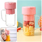 The portable USB juicer displayed alongside fresh ingredients like fruits.