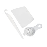 Three-piece silicone cake decorating kit with baking brushes on a clean white background.