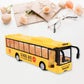 Closeup of yellow mini bus toy highlighting intricate design