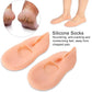Silicone gel socks displayed flat, highlighting their soft texture for cracked heels.