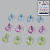 Clear transparent suction hooks displayed neatly for easy home organization.