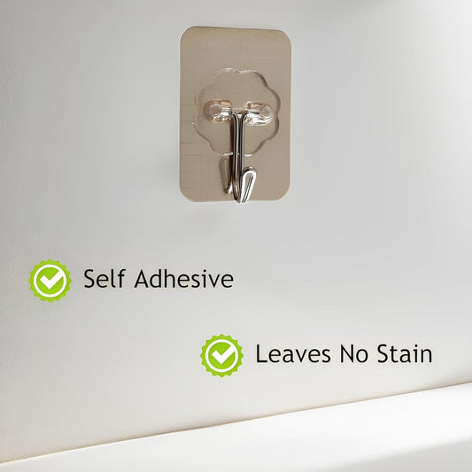 Close-up of reusable transparent wall hook adhesive for utility hanging