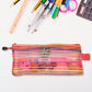 Inside view of the transparent mesh pouch, revealing ample storage space.