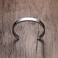 Designer silver-tone stainless steel open cuff bracelet