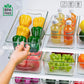 Durable BPA-free plastic construction of the Organivo clear fridge bin.