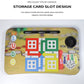 Child happily using a Ludo-themed foldable study table for creative drawing.