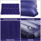 Alternative angle of the blue inflatable travel pillow, highlighting its compact shape.