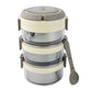 Leakproof clip-lock lunch box with triple stainless steel containers