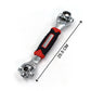 Detailed view of the universal socket wrench's comfortable rubber grip and durable head.