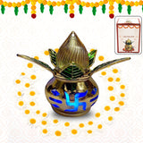 Gold plated LED Kalash glowing with multicolor light, perfect for Pooja Mandir decor.