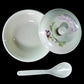 32-piece plastic dinner set showing a complete collection of tableware.