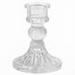 Transparent glass candle holder enhancing home decor ambiance