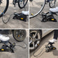 Close-up of the accurate pressure gauge and robust hose of the foot air pump.
