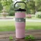 Stainless steel travel tumbler with built-in ergonomic handle
