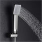 High pressure shower head spraying water, showcasing its powerful jet stream.