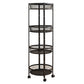 All-purpose 4-tier round mesh storage trolley ideal for kitchen and bathroom