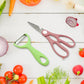 The full 6-piece corrugated kitchen knife set neatly displayed in a sleek knife block.