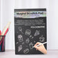 Stack of multiple colourful scratch art sheets in vibrant hues