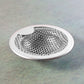 Kitchen sink strainer showing rust-resistant steel surface and holes